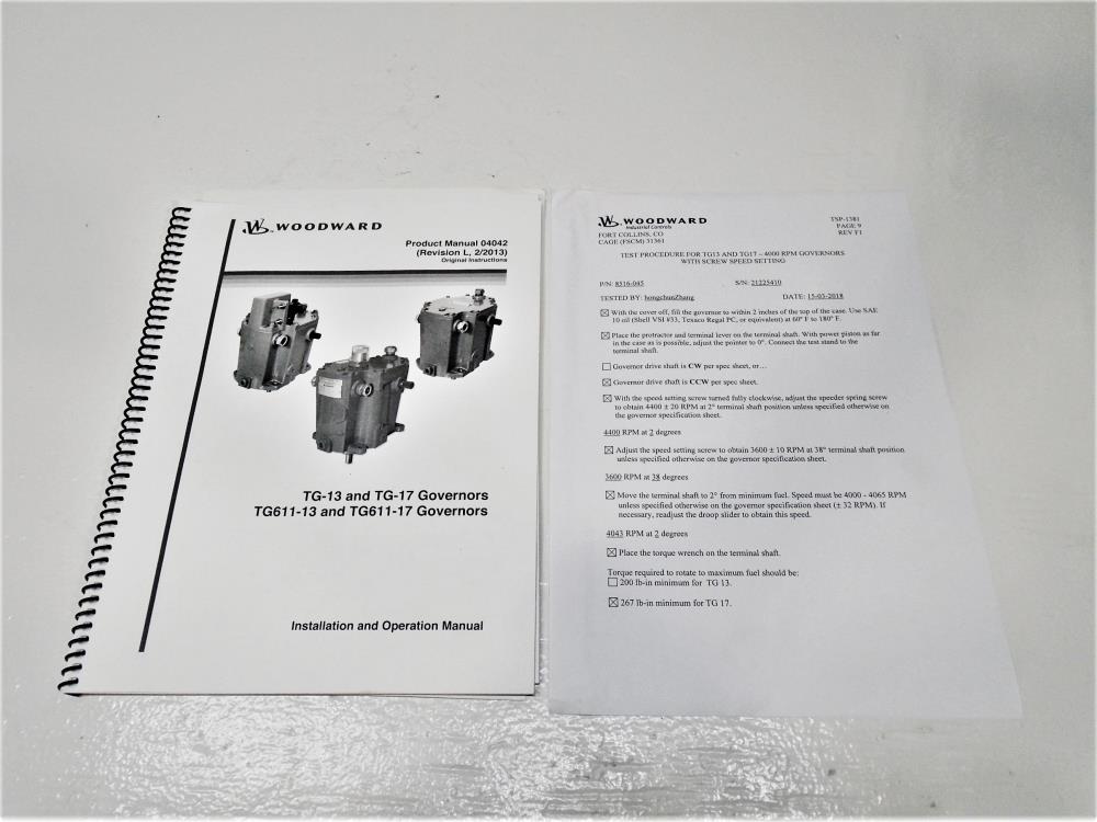 Woodward 8516-045 Governor 4000 RPM CCW